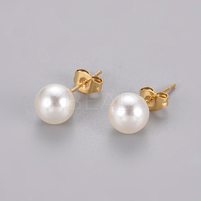 Plastic Imitation Pearl Stud Earrings STAS-D0001-03-G-1