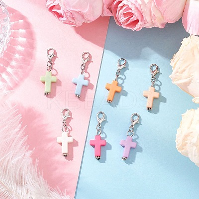 Acrylic Cross Pendant Decorations HJEW-JM03778-02-1
