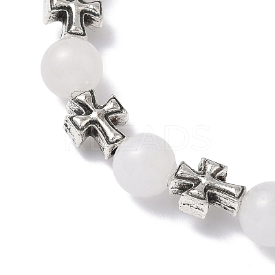 Natural Malaysia Jade Round Beads Stretch Bracelets BJEW-JB12343-02-1