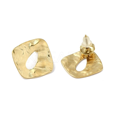 304 Stainless Steel Rhombus Stud Earrings for Women EJEW-Q781-14G-1
