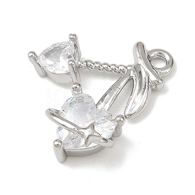 Brass Micro Pave Clear Cubic Zirconia Pendants KK-G545-20P-1