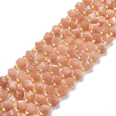 Natural Peach Moonstone Beads Strands G-P463-22-1