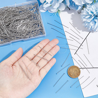 1000Pcs 304 Stainless Steel Flat Head Pins STAS-UN0049-24-1