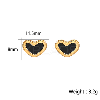 Fashionable 304 Stainless Steel Heart Stud Earrings for Women HR1074-2-1