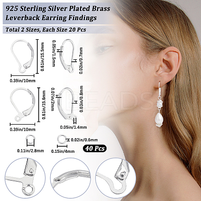 40Pcs 2 Styles Brass Leverback Earring Findings DIY-CN0002-85S-1