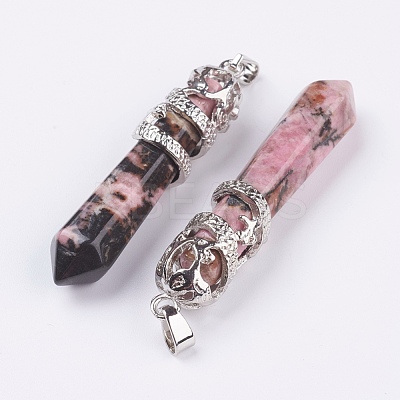 Natural Rhodonite Big Pointed Pendants G-G738-A-18-1