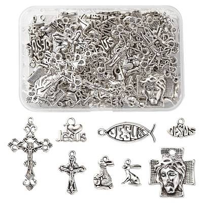 80Pcs 8 Style Tibetan Style Alloy Pendants FIND-LS0001-41AS-1