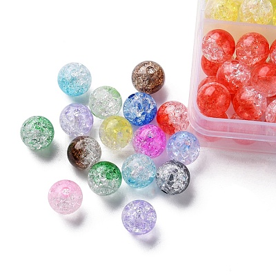 216Pcs 12 Colors Transparent Crackle Acrylic Beads CACR-YW0001-05-1