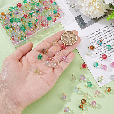 200Pcs Frosted Baking Paint Glass Charms PALLOY-GA00022-1