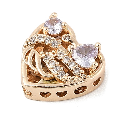 Brass Micro Pave Cubic Zirconia Beads KK-K297-32G-03-1