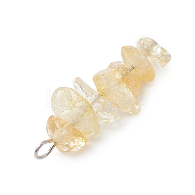 3Pcs Natural Citrine & Green Aventurine & Synthetic Blue Goldstone Chip Beaded Constellation Pendants PALLOY-JF03043-06-1