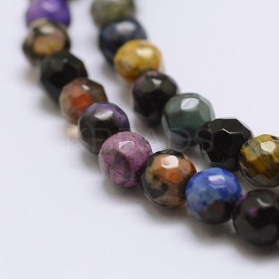 Faceted Natural Fire Crackle Agate Beads Strands X-G-F447-4mm-A07-1