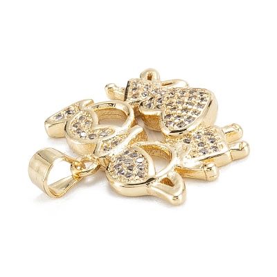 Brass Micro Pave Clear Cubic Zirconia Pendants ZIRC-M115-27G-1