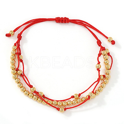 Adjustable Brass Round Beads Multi-starnd Bracelets XW4169-1-1