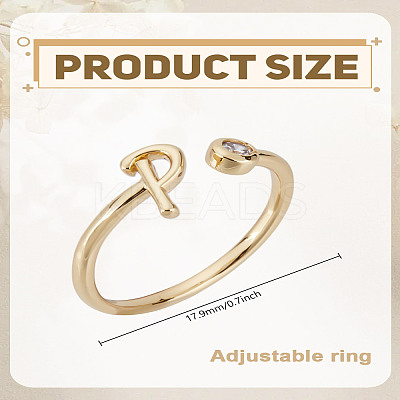 1Pc Brass Micro Pave Clear Cubic Zirconia Open Cuff Rings for Women RJEW-LP0002-37P-1