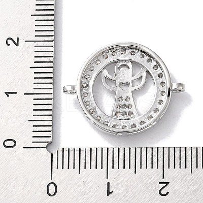 Rack Plating Brass Micro Pave Clear Cubic Zirconia Connector Charms KK-Z039-35P-1