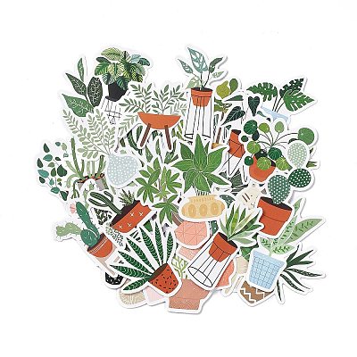 44Pcs 44 Styles Plant Theme Paper Stickers Sets STIC-P004-08-1