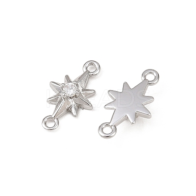Brass Pave Clear Cubic Zirconia Connector Charms KK-H524-14P-1