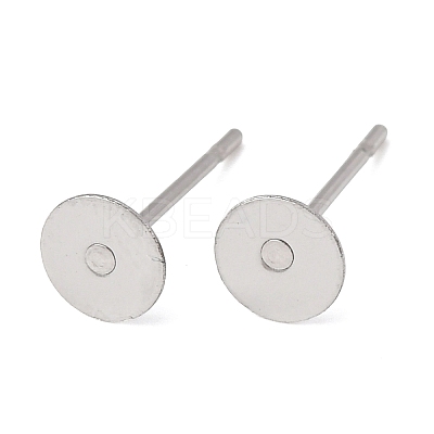Tarnish Resistant 304 Stainless Steel Flat Round Blank Peg Stud Earring Findings X-STAS-S028-24-1