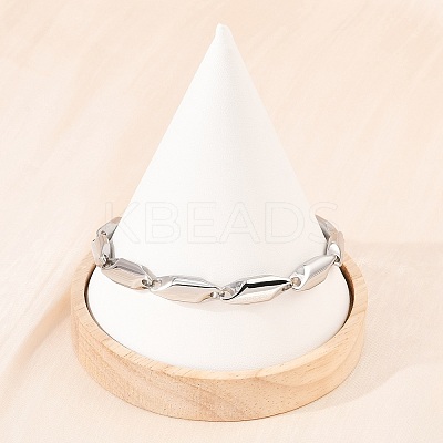 304 Stainless Steel Rhombus Link Chain Bracelets for Men Women BJEW-G766-03P-02-1