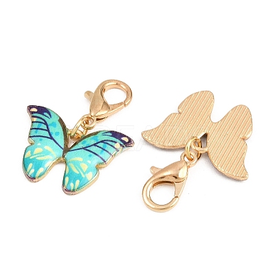 30Pcs 6 Colors Alloy Enamel Pendant Decorations HJEW-YW00117-1
