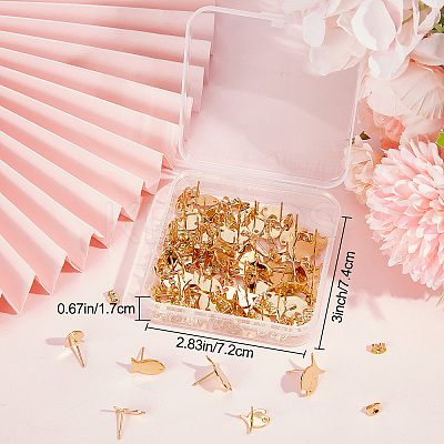 80Pcs 4 Style 201 Stainless Steel Stud Earring Findings STAS-BBC0001-75-1