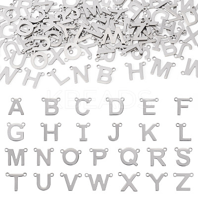 104Pcs 26 Styles Stainless Steel Letter Connector Charms FIND-TA0008-42-1