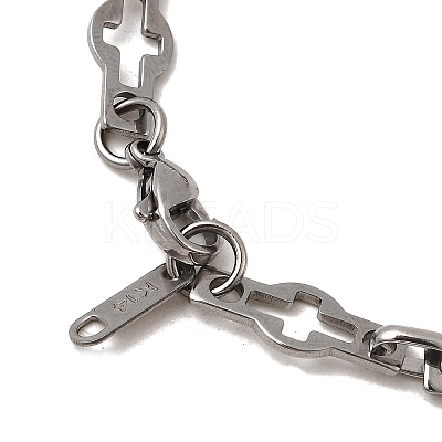 304 Stainless Steel Cross Link Chain Necklaces for Women Men NJEW-JN05432-01-1