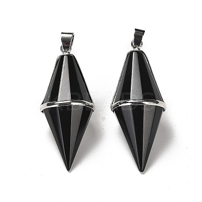 Natural Obsidian Pointed Pendants G-F763-04P-08-1