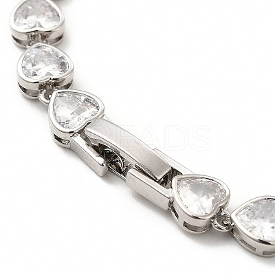 Clear Cubic Zirconia Heart Link Chain Necklace NJEW-E074-06P-1