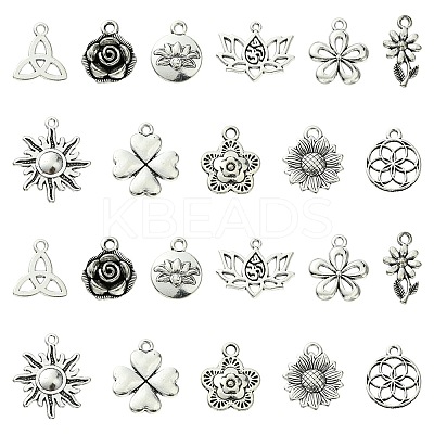 66Pcs 11 Styles Tibetan Style Alloy Pendants FIND-FS0002-22-1