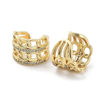 Brass Micro Pave Cubic Zirconia Cuff Earrings EJEW-D088-09G-1