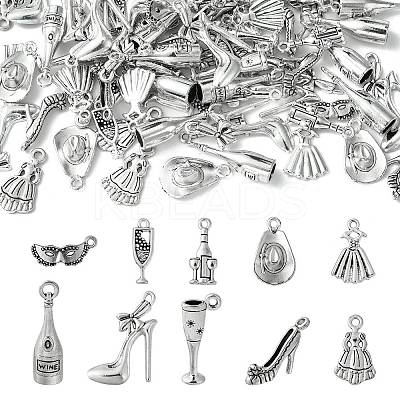 100Pcs 10 Styles Tibetan Style Alloy Pendant FIND-CJ0001-74-1