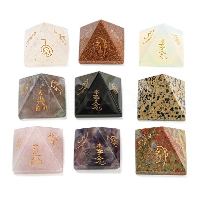 Natural & Synthetic Gemstone Pyramid Healing Figurines G-A091-01-1