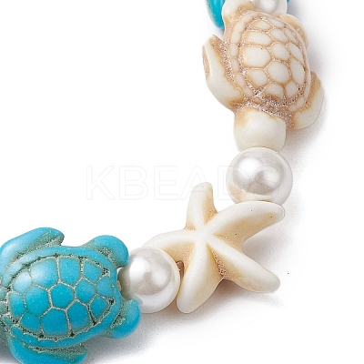 Synthetic Turquoise Beaded Stretch Bracelets for Women BJEW-JB11122-1