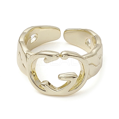 Rack Plating Brass Open Cuff Rings RJEW-K257-09G-1