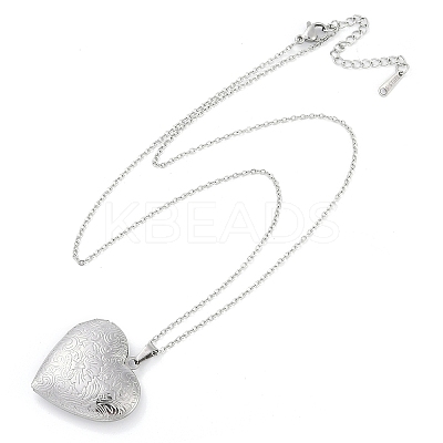 Anti-Tarnish 304 Stainless Steel Heart Locket Pendant Cable Chain Necklaces for Women LS-NJEW-M050-04C-P-1