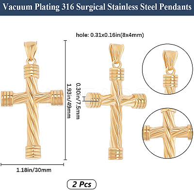 2Pcs 316 Surgical Stainless Steel Pendants STAS-BBC0006-13G-1