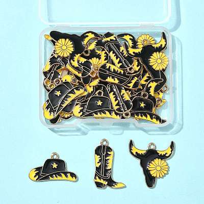 30Pcs 3 Styles Western Cowboy Theme Alloy Enamel Pendants ENAM-FS0003-89-1