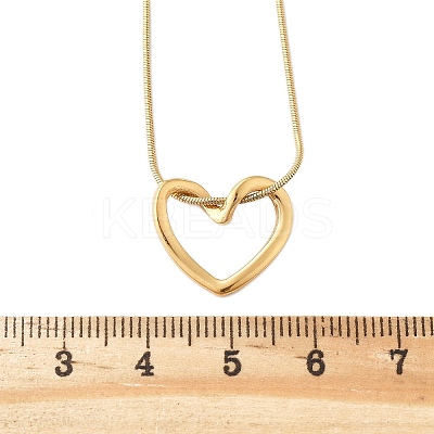 Ion Plating(IP) 304 Stainless Steel Hollow Heart Pendant Necklace with Round Snake Chains NJEW-M202-05G-1