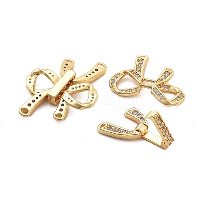 Brass Micro Pave Clear Cubic Zirconia Fold Over Clasps KK-B125-02G-1