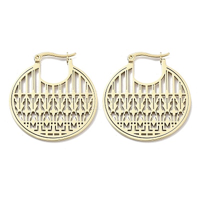 304 Stainless Steel Hollow Round Hoop Earrings for Women LS-EJEW-R156-10G-1