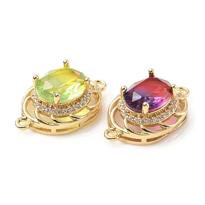Brass K9 Glass Connector Charms KK-C024-25KCG-1