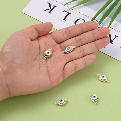Golden Tone Brass Enamel Eye Links X-KK-Q570-01F-1
