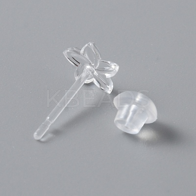 Tiny Resin Flower Stud Earrings with Ear Nut for Women EJEW-WH0012-003B-1