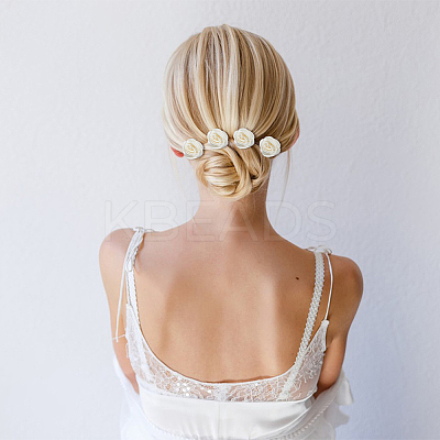 8Pcs 2 Style Camellia Shaped Polyester Alligator Hair Clips PHAR-FH0001-03-1