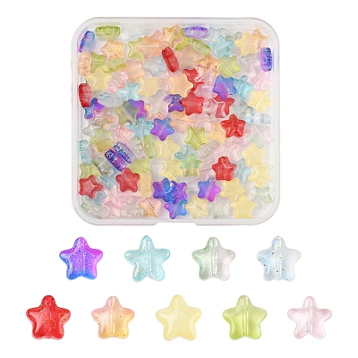 120Pcs 9 Colors Transparent Spray Painted Glass Beads GLAA-FS0002-13-1