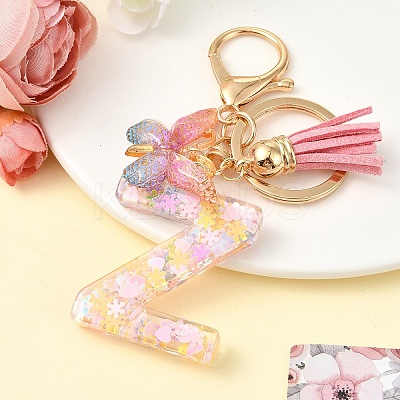 Resin & Acrylic & Faux Suede Tassel Keychain KEYC-YW00124-26-1