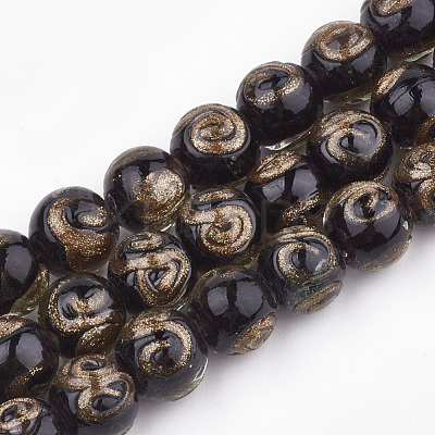 Handmade Gold Sand Lampwork Beads LAMP-T006-06A-1