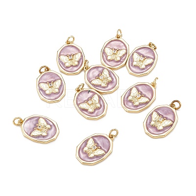 Brass Micro Pave Clear Cubic Zirconia Pendants ZIRC-A020-02G-1